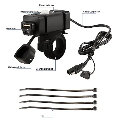 Waterproof Motorcycle Handlebar QC3.0 USB PD Fast Charging Phone Charger Holder • $17.19