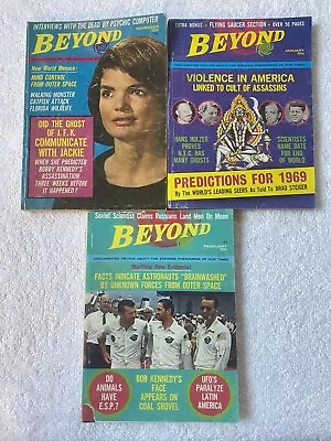 Lot Of 3 Beyond Magazines UFO’s Paranormal #’s 35 & 6 1968-69 Jackie O Cover • $19.99