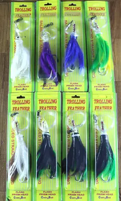 Candy Bar 6  Troll Feather Rigged Trolling Lures LOT OF 8 • $64