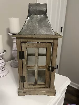 1 Whitewash Wooden Candleholder Lantern 18 Tall 7 At Hase • $17.95