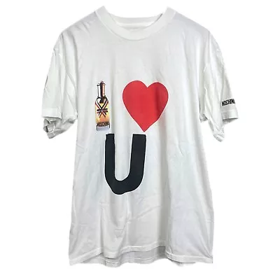 Vintage 90s Moschino Paris Perfume Parfums I Heart U Promo Graphic Shirt Large • $99.99