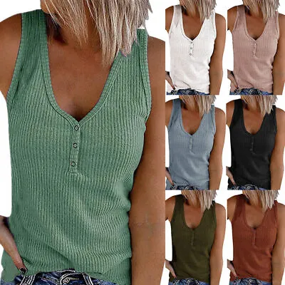 £4.75 • Buy Plus Size Womens Tank Tops Summer Sleeveless Cami Blouse Ladies Vest Tee T Shirt