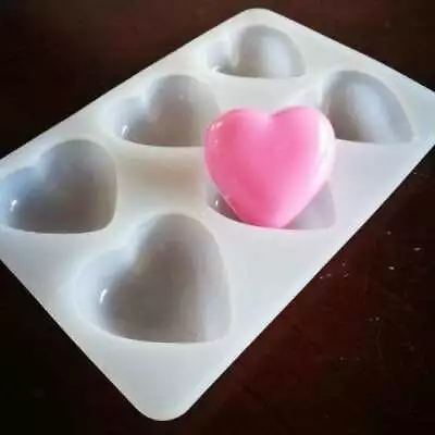 6 Holes Heart Soap Mold For Handmade Soap Loaf Cake Mold Flexible Silicone Mould • £7.48