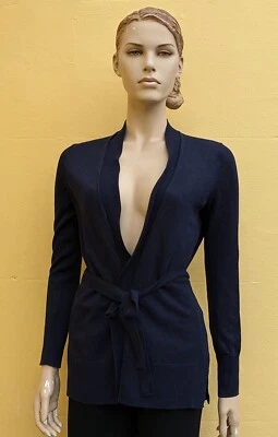 £6.99 • Buy Gap Navy Blue Linen Mix Fine Knit Long Line Cardigan Size XS