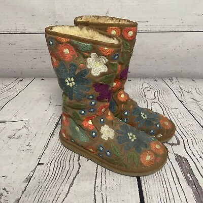 Ugg Floral Boots Womens Size 7 Ltd Edi Suede Floral SN5514 VTG Multicolor • $75