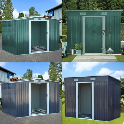 Rainproof Galvanized Steel Garden Shed W/ Free Foundation Sloped/Apex Roofing • £205.95