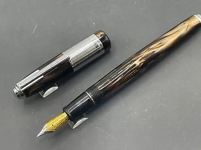 Recife Modele Repose Large-Size Marble Tortoise Tobacco Fountain Pen Medium Pt • $25