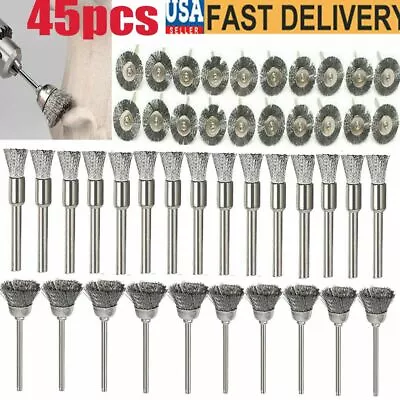 45X Stainless Steel Wire Brush Set For Dremel Rotary Tool Die Grinder Flat Wheel • $10.55