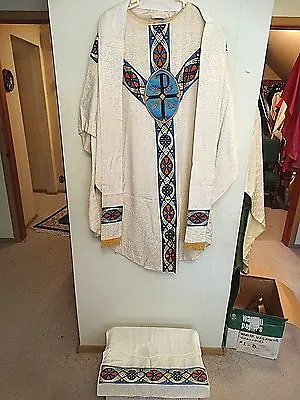 Catholic Vintage Altar Vestment & Stole Christ Trinity PX Motif #63 • $399.99