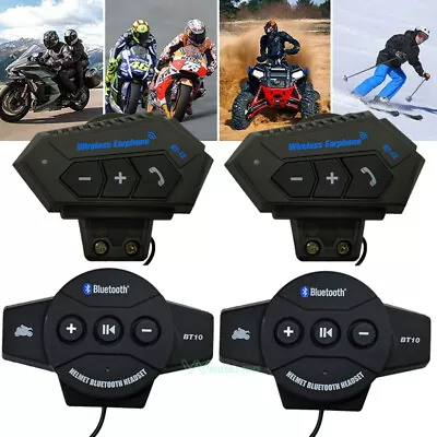 2x Motorcycle Helmet Headset Wireless Bluetooth Headphones Stereo Call Kit IP67 • $29.09