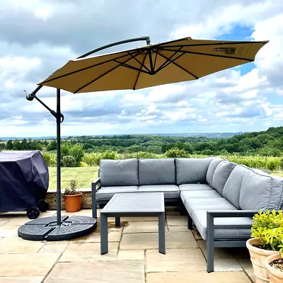 West Kent Cantilever Patio Umbrella Large 3m Lightweight Parasol 360 Rotation • £99.99