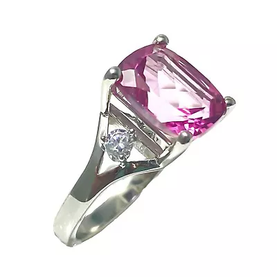 R288 Pink Topaz Sterling Silver Modern Ring • $50