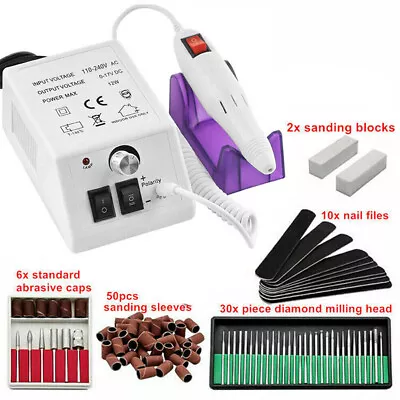 Electric Nail Art File Drill Machine Professional Manicure Pedicure False Set UK • £16.95