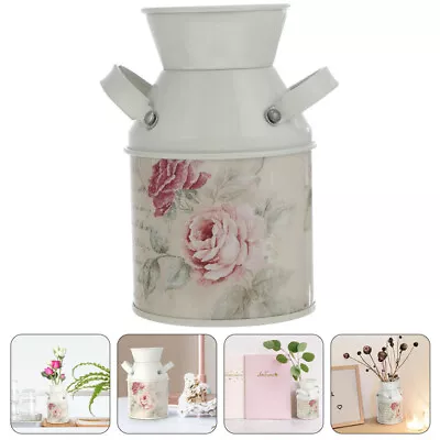 Farmhouse Flower Jug Metal Flower Bucket Shabby Milk Jug Vase Household Iron • £7.69