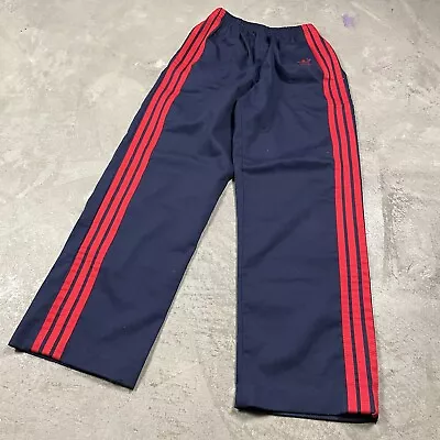 Vintage Adidas Twill Track Pants 80s 70s Men’s M Warm Up Blue Red Trefoil • $34.99