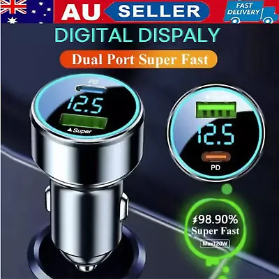 2 Port USB-C Car Phone Charger Dual USB A C PD Metal Cigarette IPhone Charging • $8.80