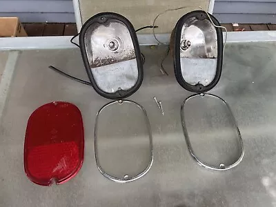 1966 VW Bus Pair Of Tail Light Housings Lens Bezels Genuine Set OEM UNTESTED • $75