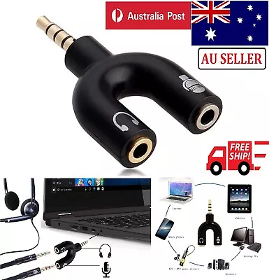 3.5mm Stereo Splitter Audio To Headset Jack Plug Y Adapter Microphone Headphone • $7.49