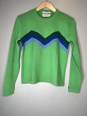 Vintage Gerry Wool Chest Striped Woven Y2k Ski Sweater 90s Womens Sz Large Green • $16.49