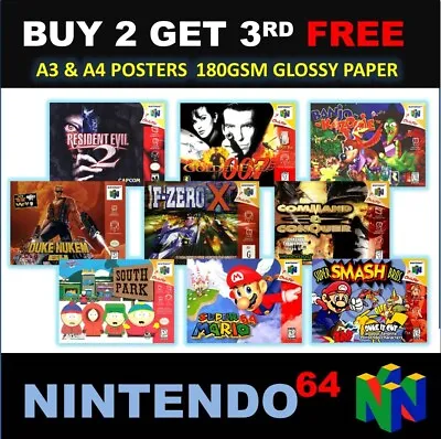 £5 • Buy N64 Nintendo 64 Game Posters Collection , A3 A4 180gsm Poster Prints