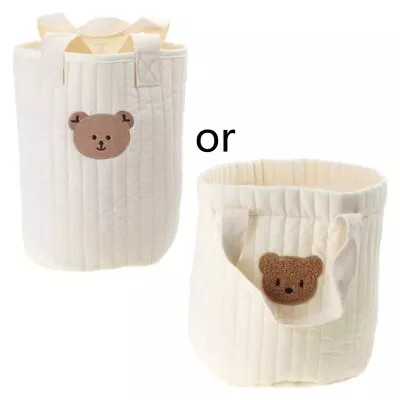 Bear Storage Bucket Beige Cotton Storage Basket Diaper Bag Large Capacity Bin • £11