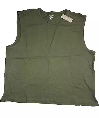 J Crew Sleeveless Slub Organic Cotton T Shirt Womens XL Muscle Tee Green • $16