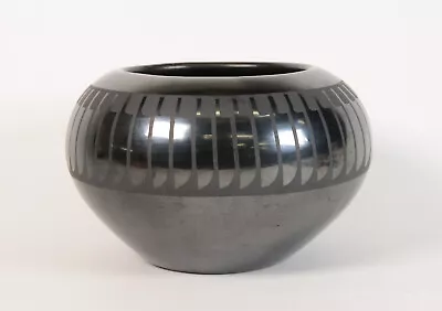 Maria And Popovi Pottery Feather Jar Ca 1955; 4 3/8  X 6 3/4   San Ildefonso Pue • $6970