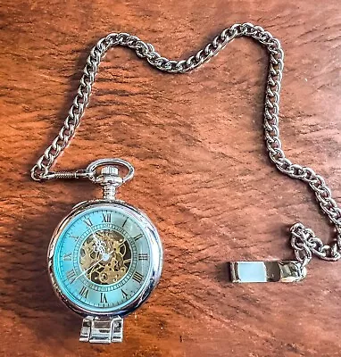 Pocket Watch With Mechanical Movement. Hardly Used. With Chain And Pouch. • £10