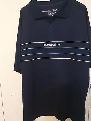 Le Coq Sportif Vintage Polo Shirt  Jersey Soccer Blue Oversize Fit Size L Men  • £14.99