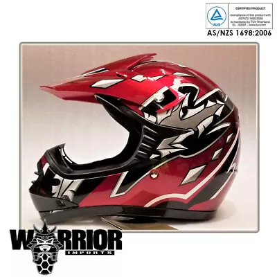 Motocross Dirt Bike Quad Helmet Red Kids Child Youth XS - XL Aust Std  • $69.45