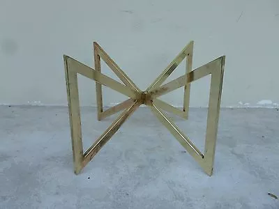 Stylish Architectural 70's 4 Intersecting Brass Plated Triangles Coffee Table • $799.99