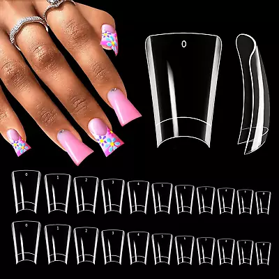 550Pcs Duck Nail Tips Clear Curved Duck Acrylic Nails Half Cover Duck Feet Fla • $11.83