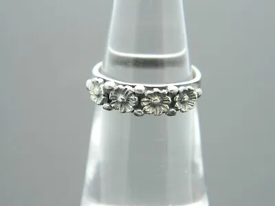 .925 Sterling Silver Flower Floral Ring 4 Vintage • $26.39