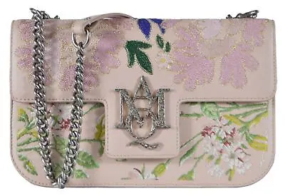 $1014.25 • Buy New Alexander Mcqueen $2,595 Embroidered Floral Leather Insignia Handbag Purse