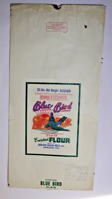 $20 • Buy X LARGE Vintage Paper Sack Bag - BLUE BIRD FLOUR, ASHLAND MILLING, VA 1969