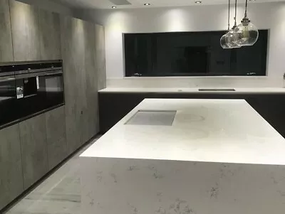 Carrara Quartz Kitchen Worktop Sample White Marble Quartz Low Price High Quality • £0.99