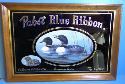 Vintage 1991 Common Loon Pabst Blue Ribbon Wildlife Collection Beer Mirrror • $63.96