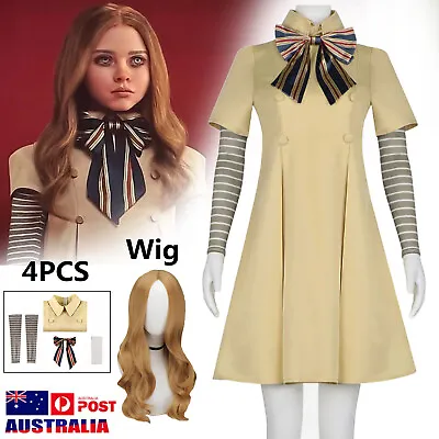 Halloween Thriller Movies M3GAN Costume Megan Dress Wig AI Doll Robots Cosplay • $53.99