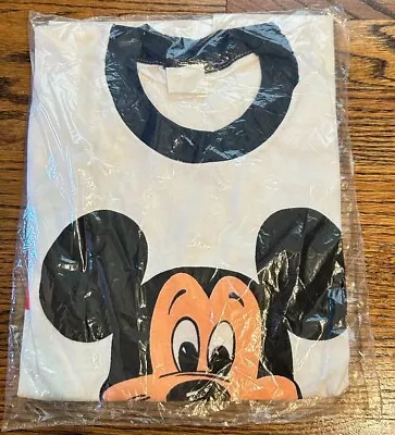 Vtg NOS 70s Walt Disney World Tropix Togs Mickey Mouse Ringer White T-Shirt Sz S • $79