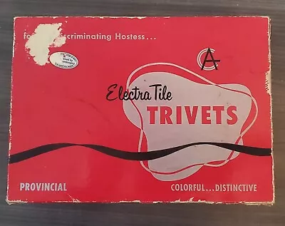 VTG Mid Century Modern Electra Tile Trivets Warmer Provinicial Pattern NOS • $19.99