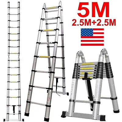 Multi Purpose Aluminum Telescopic Ladder Heavy Duty Folding Extension Step 5m • $117.40