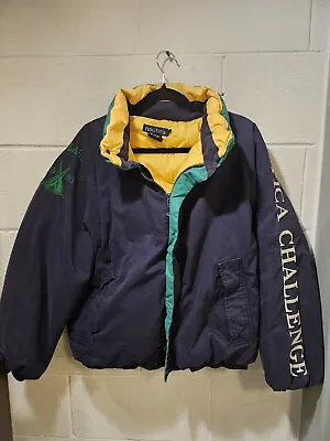 Vintage Nautica Puffer Jacket Blue Challenge J-Class Sailing Mens M Down Filled • $30