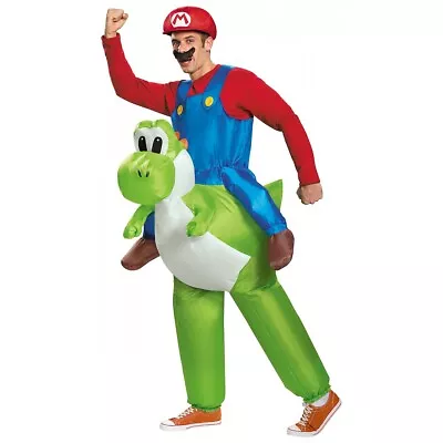 Mario Riding Yoshi Costume Adult Super Mario Brothers Halloween Fancy Dress • $56.51