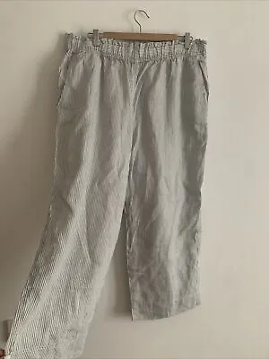 £10 • Buy H&M Linen Striped Trousers Size XL Elasticated Waist