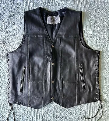 Unik Premium Leather Vest With Leather Laces On The Sides Mens Size 3XL • $28