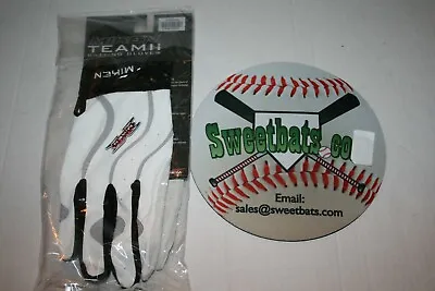 Miken Batting Gloves White Black Grey Adult XXL Batting Gloves Baseball Softball • $29.99