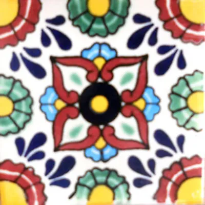 #C090) Mexican Tile Sample Ceramic Handmade 4x4 Inch GET MANY AS YOU NEED !! • $1.75