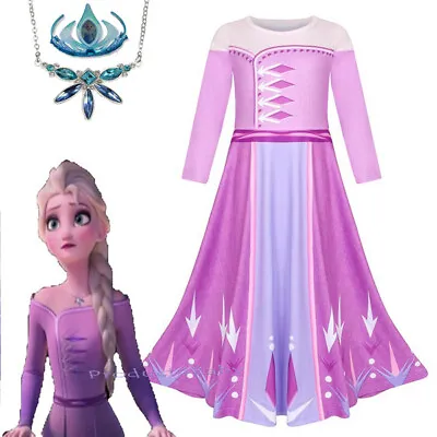 $25.16 • Buy 2019 New Release Girls Frozen 2 Elsa Costume Party Birthday Purple Dress 2-10Yrs