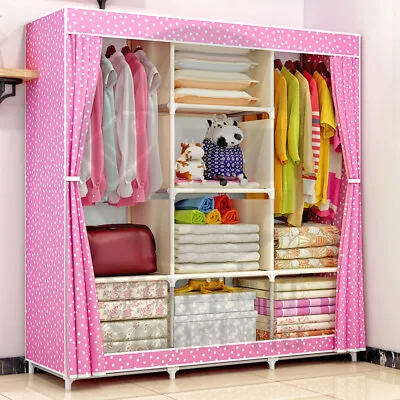 $64.99 • Buy Portable Clothes Closet Canvas Wardrobe Storage Organiser Kids Rack Garment