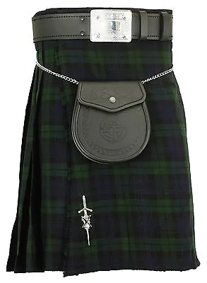 Mens Scottish Kilt Blackwatch Tartan Traditional Highland Dress Skirts • £23.99